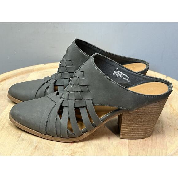 Universal Thread Aiden Wedge Gray Block Heel Huarache Mules Women's Size 9 - Picture 3 of 8